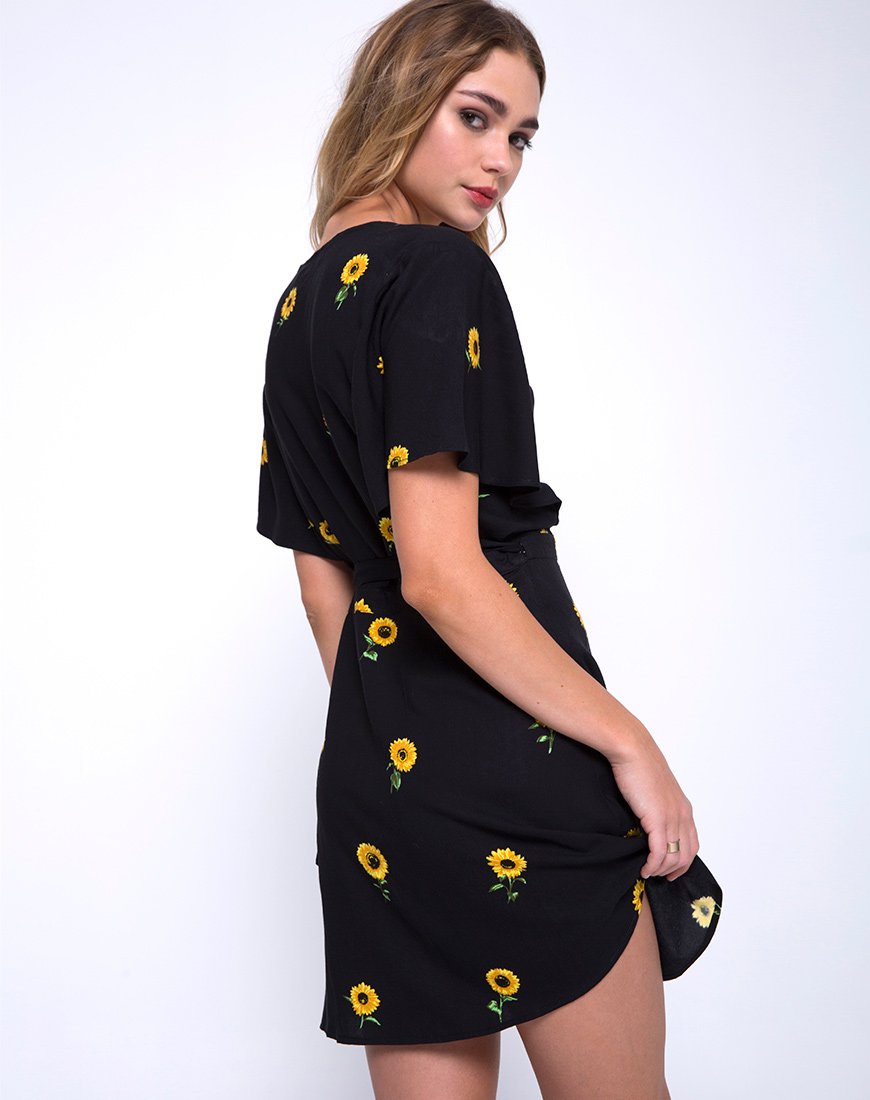 Rawa Wrap Dress in Ditsy Sunflower ...